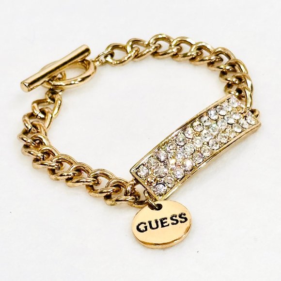 Guess Bar & Link Rhinestone Bracelet w/Toggle - Small - Picture 1 of 6